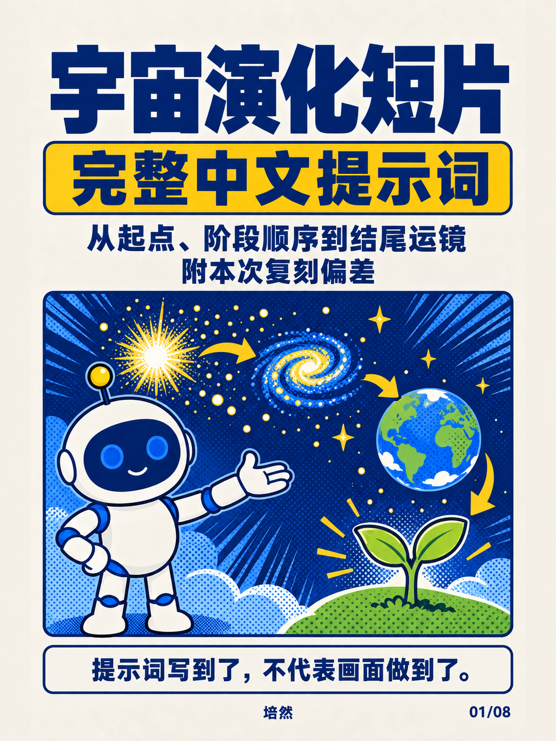 宇宙演化短片，完整提示词